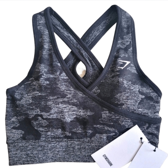 NWT Gymshark Adapt Camo Seamless Sports Bra Gray Black Size XS - Picture 4 of 9